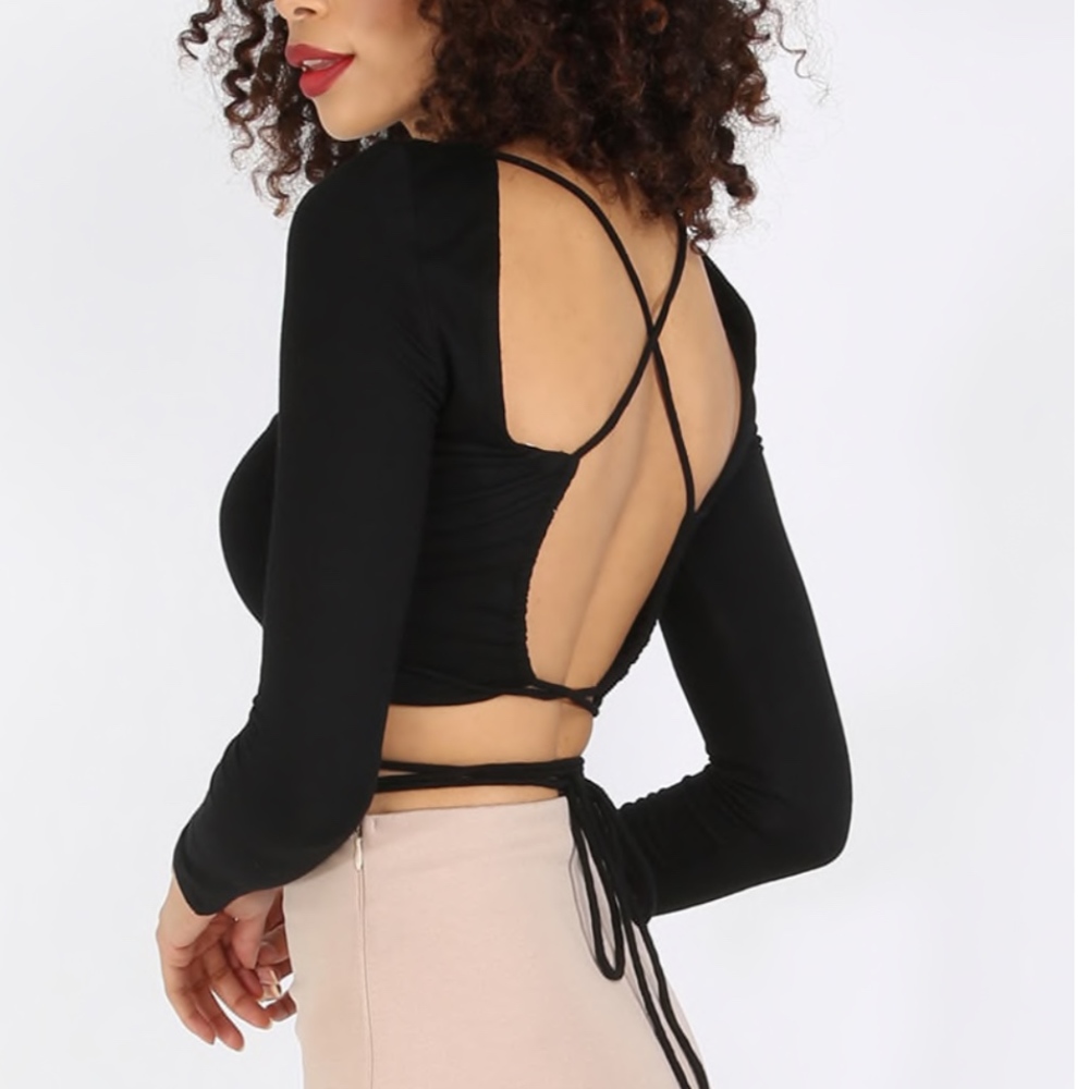 Criss Cross Tied Back Crop Top